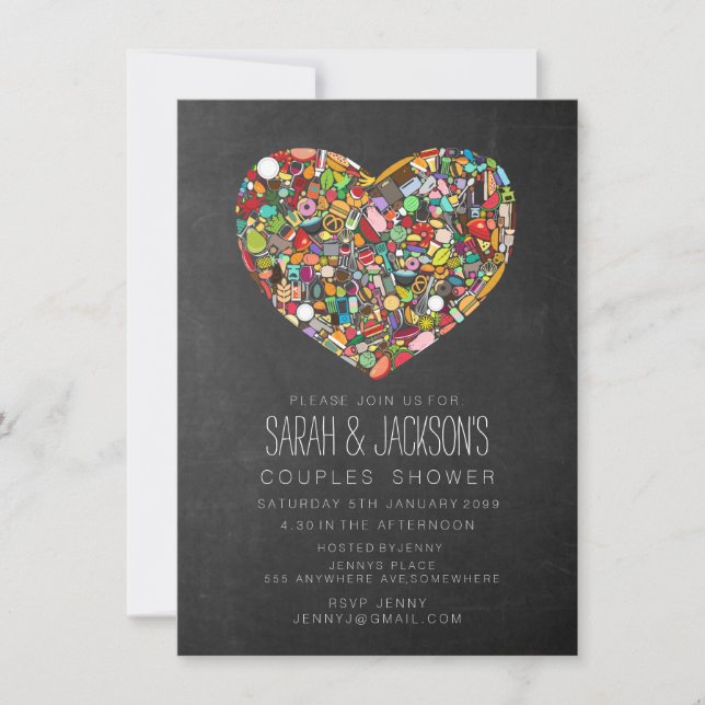 Rustic Chalkboard Kitchen Tea Bridal Shower Party Invitation (Front)