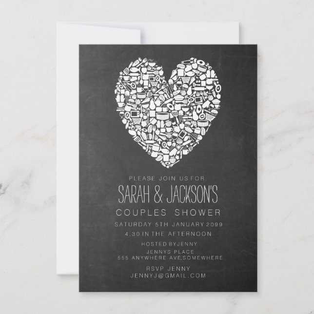 Rustic Chalkboard Kitchen Tea Bridal Shower Party Invitation (Front)