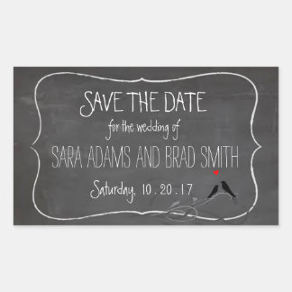 Rustic Chalkboard Lovebirds Save the Date Stickers