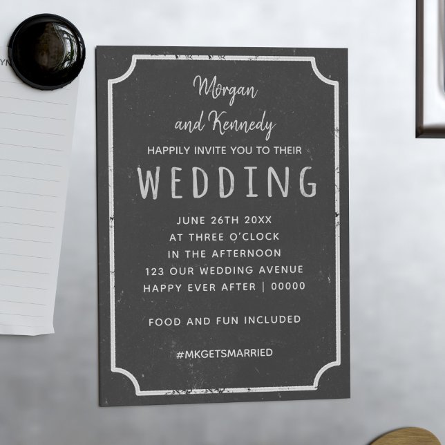 Rustic Chalkboard Magnetic Wedding Invitation (A magnetic wedding invitation with a casual rustic chalkboard vibe. Just add the details of yours)