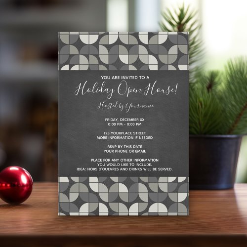 Rustic Chalkboard MCM Holiday Open House Invitation