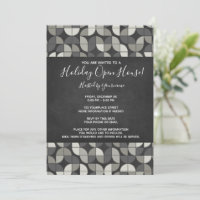 Rustic Chalkboard MCM Holiday Open House Invitation