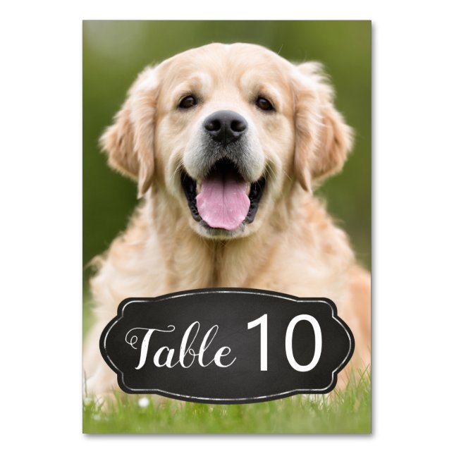 Rustic Chalkboard Modern Photo Wedding Table Number (Front)