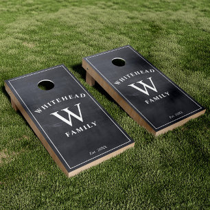 Rustic Chalkboard Monogram Cornhole Set