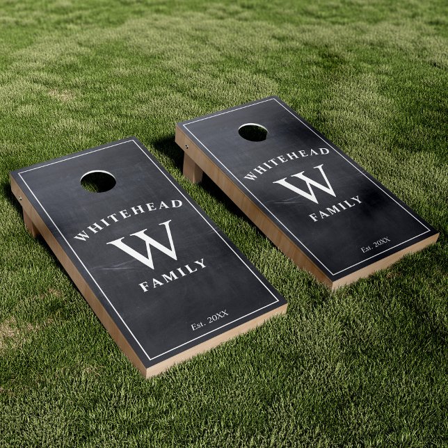 Rustic Chalkboard Monogram Cornhole Set (Creator Uploaded)