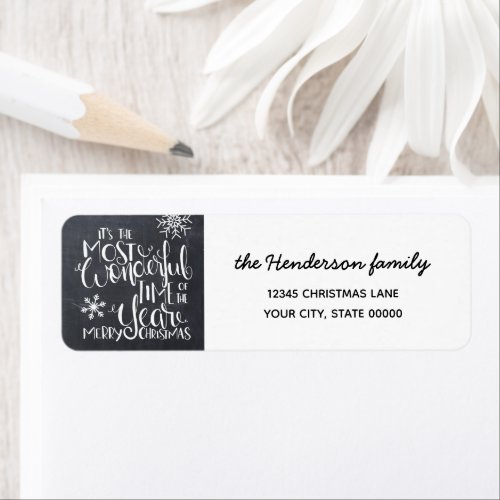 Rustic Chalkboard Most Wonderful Time of the Year Label