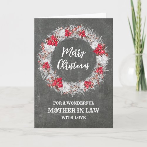 Rustic Chalkboard Mother in Law Merry Christmas Card