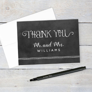 Rustic Chalkboard Mr and Mrs Monogram Wedding Thank You Card