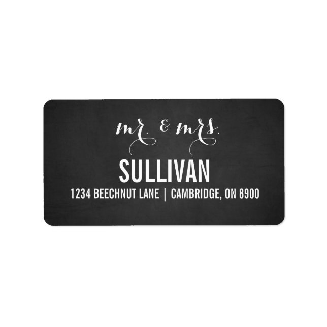Rustic Chalkboard Mr. & Mrs. Script Address Labels (Front)