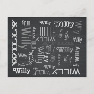 Rustic Chalkboard Name Collage Postcard
