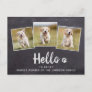 Rustic Chalkboard New Pet Photo Hello Puppy Dog Announcement Postcard