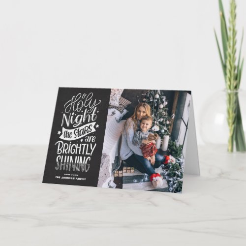 Rustic Chalkboard O Holy Night Script Christmas Holiday Card