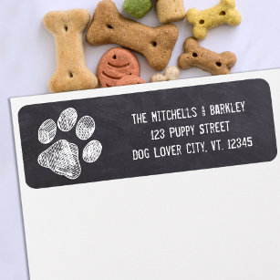 Rustic Chalkboard Paw Print Return Address Label