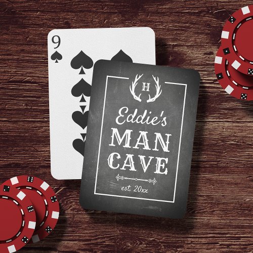Rustic Chalkboard  Personalized Man Cave Playing Cards