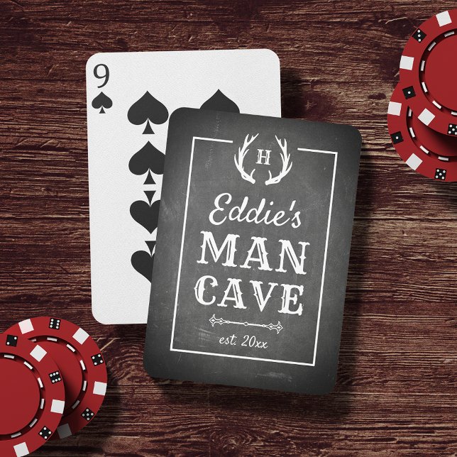 Rustic Chalkboard | Personalized Man Cave Poker Cards (Creator Uploaded)