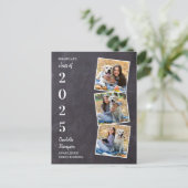Rustic Chalkboard Photo Collage Graduation Announcement Postcard (Standing Front)