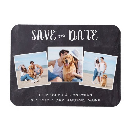Rustic Chalkboard Photo Collage Save The Date Magnet