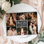 Rustic Chalkboard Photo Collage Wedding Thank You Postcard<br><div class="desc">Rustic Chalkboard Hand Lettered Script Wedding Multi Photo Collage Thank You PostCard. Stylish wedding thank you template featuring six (6) photo on the front and one (1) photo on the back. With the text "thank you" in a swirly hand lettered calligraphy script font in white on dark gray or black...</div>