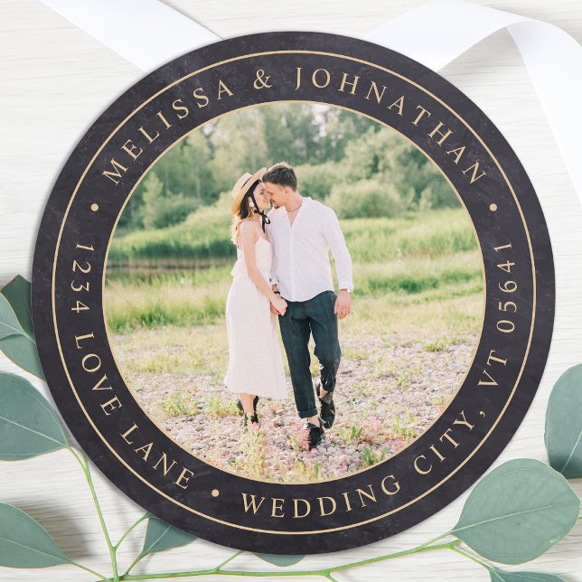 Rustic Chalkboard Photo Return Address Label (Creator Uploaded)