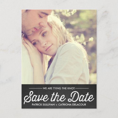 RUSTIC CHALKBOARD  PHOTO SAVE THE DATE POSTCARD