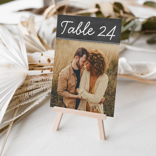 Rustic Chalkboard Photo Table Number Card (Creator Uploaded)