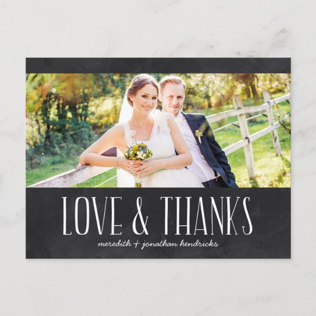 Rustic Chalkboard Photo Thank You Postcard (Front)