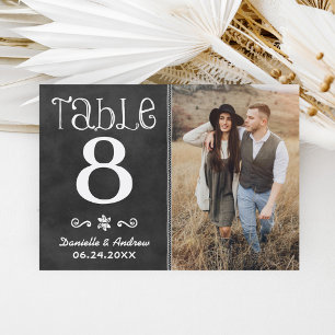Rustic Chalkboard Photo Wedding Table Number