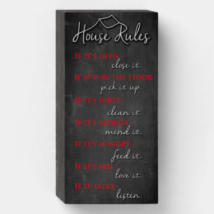 Rustic Chalkboard Retro House Rules of Kindness Wooden Box Sign