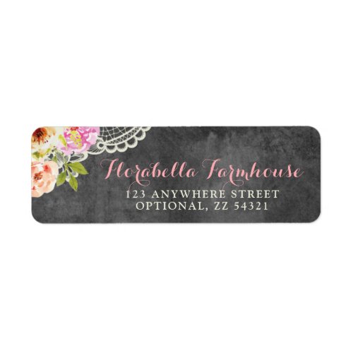 Rustic Chalkboard Roses Shabby Chic Return Address Label