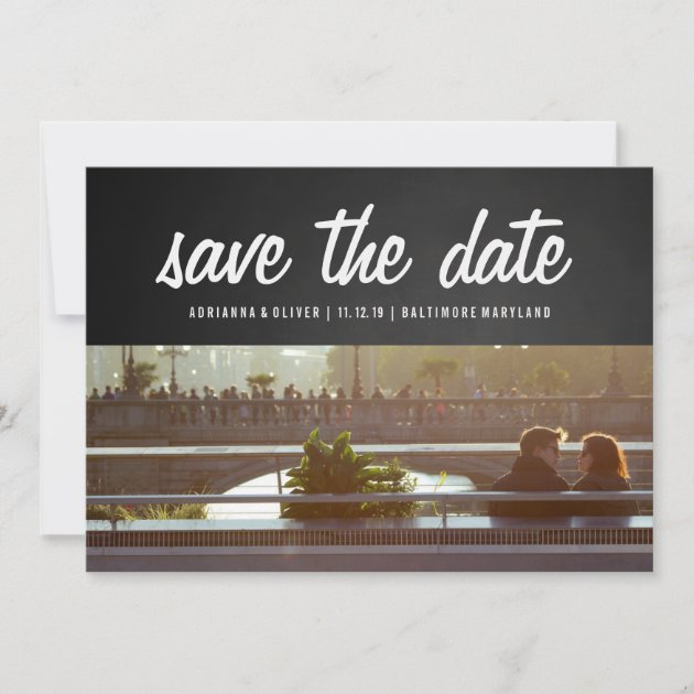 Rustic Chalkboard Save The Date | Couple Photo