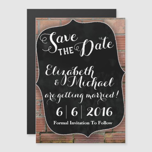 Rustic Chalkboard Save the Date Magnetic Invitation