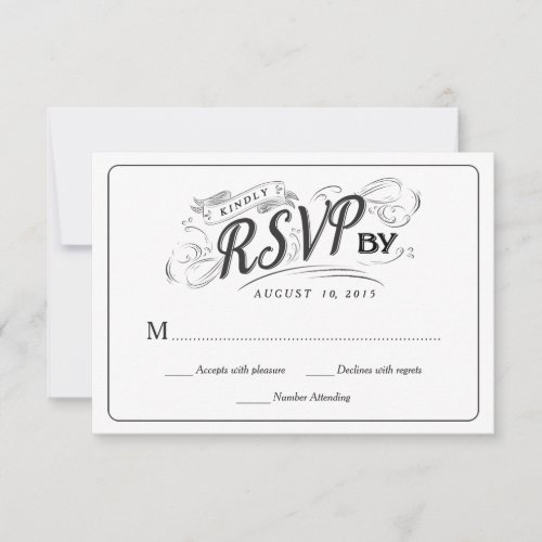 Rustic Chalkboard Script Art RSVP Wedding Reply