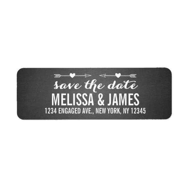 Rustic Chalkboard Script Save the Date Label (Front)