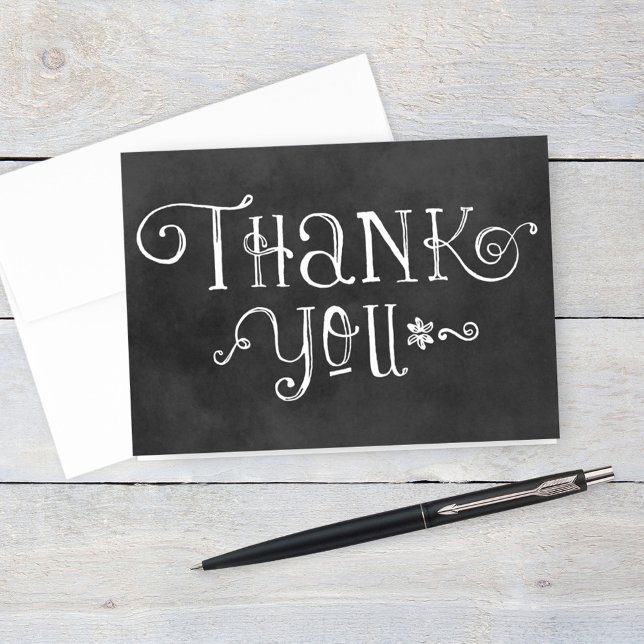 Rustic Chalkboard Script Wedding Letterpress Thank You Card (Creator Uploaded)