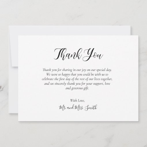 Rustic Chalkboard Script Wedding Thank You Card | Zazzle