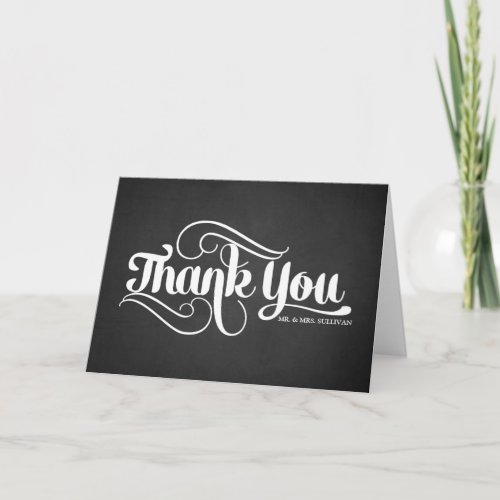 Rustic Chalkboard Script Wedding Thank You Card