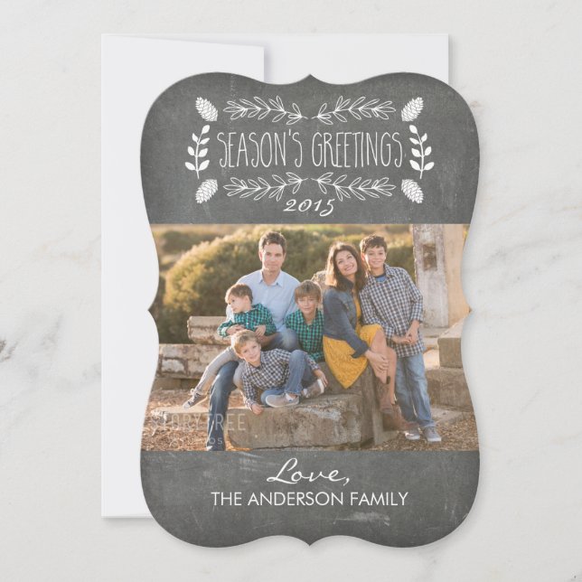 Rustic Chalkboard Season's Greetings Photo Card (Front)