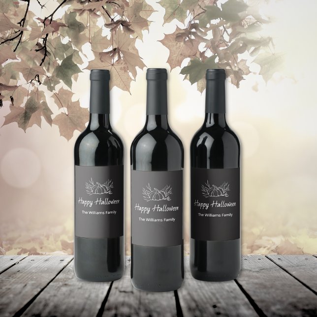 Rustic Chalkboard Simple Halloween Party Pumpkin  Wine Label (Creator Uploaded)