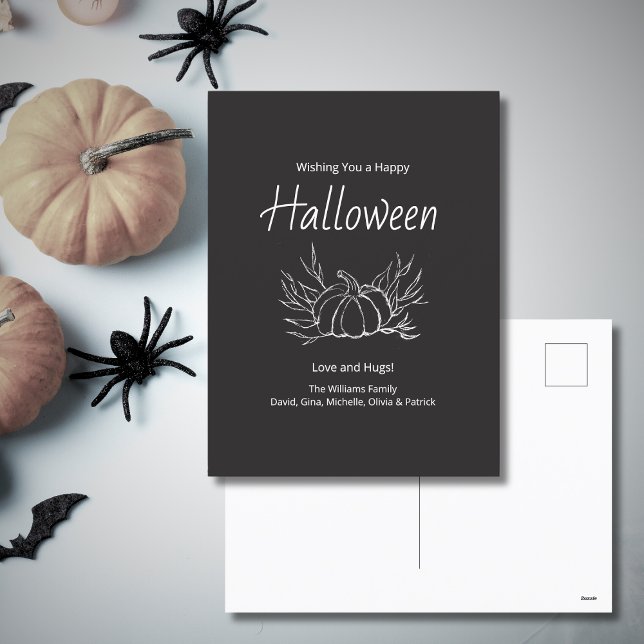 Rustic Chalkboard Simple Pumpkin Happy Halloween  Holiday Postcard (Creator Uploaded)