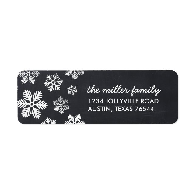 Rustic Chalkboard Snowflakes Address Labels (Front)