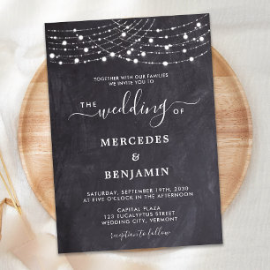 Rustic Chalkboard String Lights County Wedding Invitation