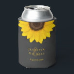 rustic chalkboard sunflower country wedding can cooler<br><div class="desc">This sunflower chalkboard style wedding can beverage cooler features a chalky look sunflower with colorful petals in shades of gold at the top border on the front & back and custom typographic elements - by katz_d_zynes</div>