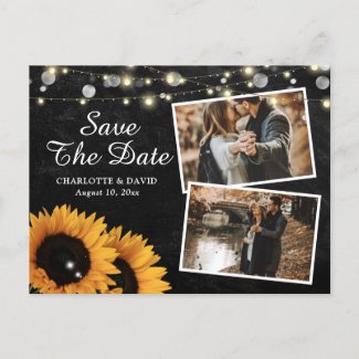 Rustic Chalkboard Sunflower Save The Date Photo