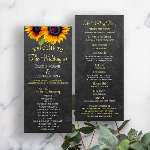 Rustic chalkboard sunflowers wedding program