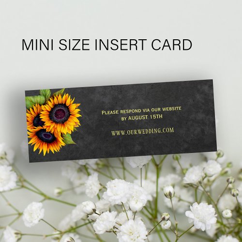 Rustic chalkboard sunflowers wedding website RSVP Mini Business Card