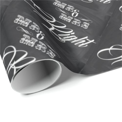 rustic chalkboard typography mr and mrs right wrapping paper