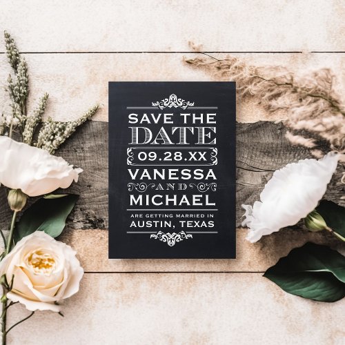 Rustic Chalkboard Typography Save the Date