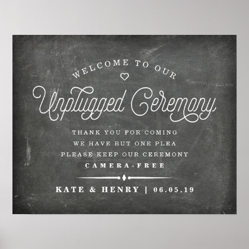 Rustic Chalkboard Unplugged Ceremony Poster 1