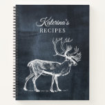 Rustic Chalkboard & Vintage Deer Recipe Cookbook  Notebook<br><div class="desc">A rustic design showcasing a chalkboard background with vintage deer illustration and script font. Personalize the custom cookbook to your text. Perfect gift for foodies,  cooks,  chefs,  lovers of food and the kitchen.</div>