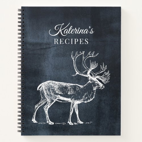 Rustic Chalkboard  Vintage Deer Recipe Cookbook  Notebook